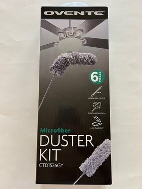 Ovente Lightweight Microfiber Duster 6-piece Kit, New, Gray/Silver